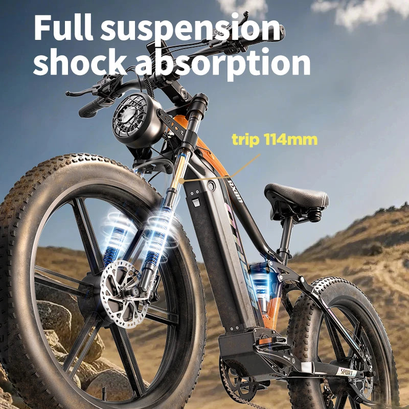 OTIDA NEW RX80 2000W 55KM/H Dual Motors Electric Bicycle 48V20AH Lithium Battery 26 Inch 4.0 Fatbike Electric Bike For Adults