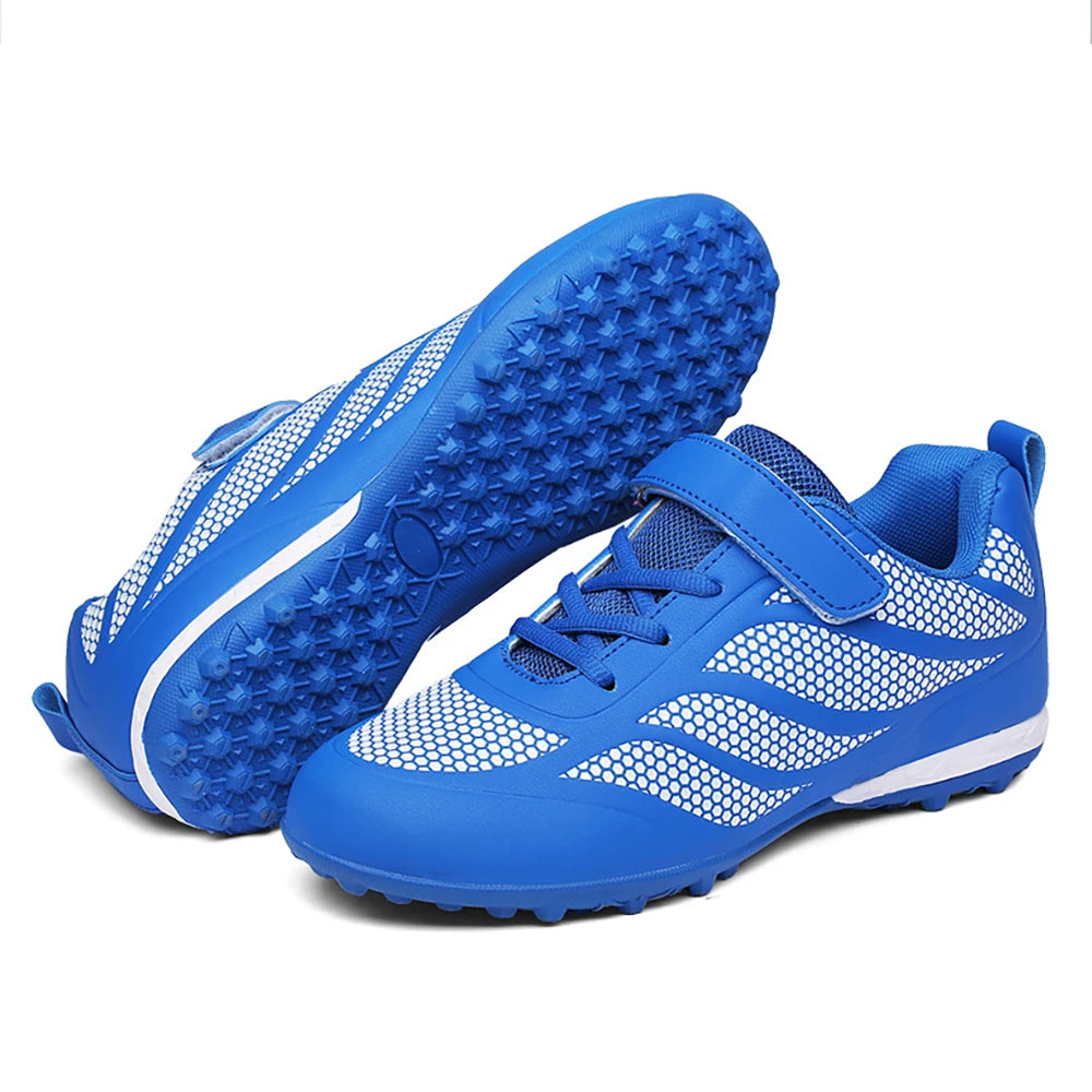Size 28 29 Children Hook Loop Soccer Shoes  Artificial Grass Outdoor Competition Football Shoes