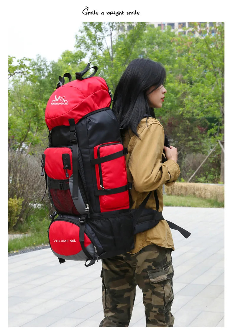 Oulylan 90-liter Camping Extra Large Large Capacity Traveling Luggage Bag with Water Splashing Prevention Backpack