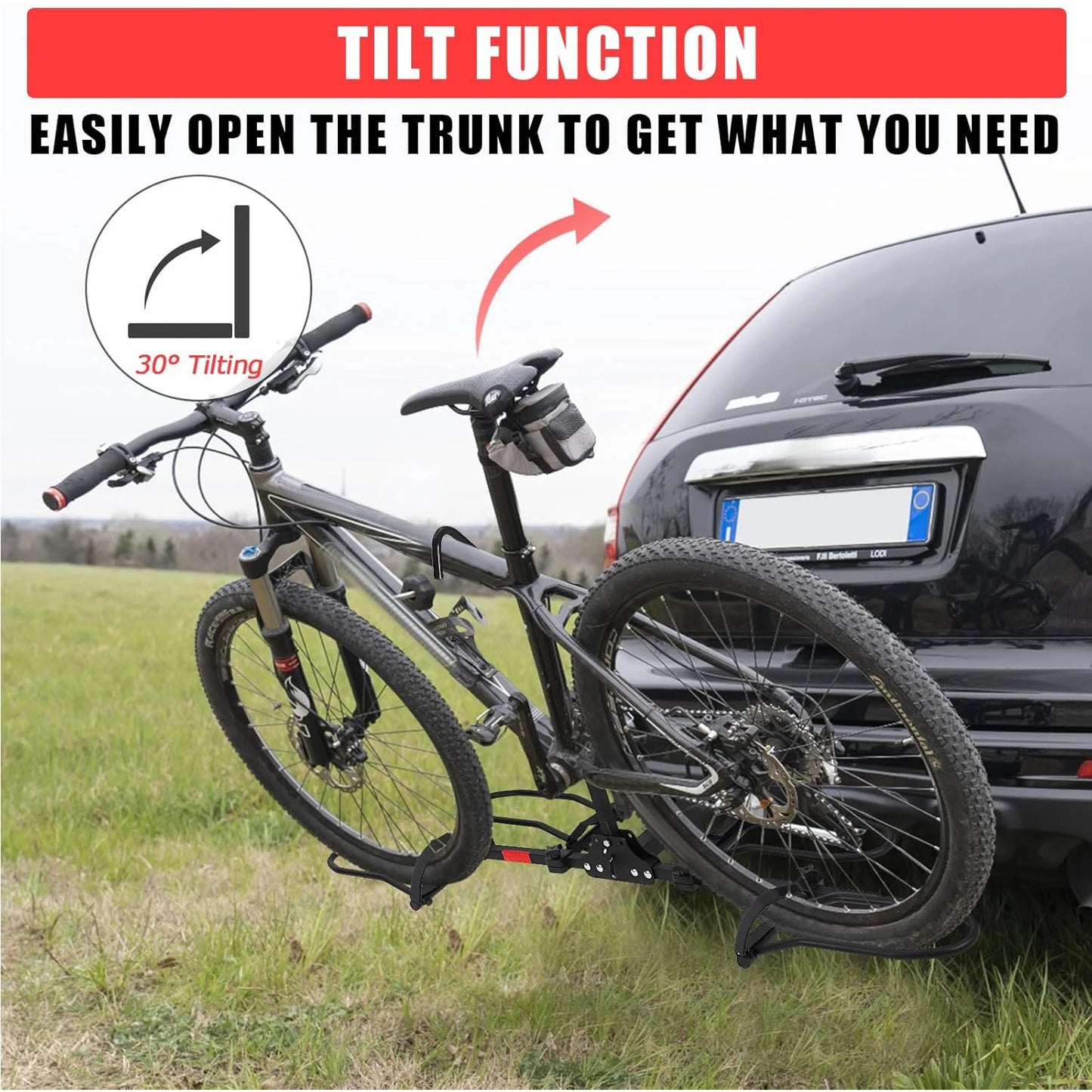 Bike Rack Tow Hitch Mount 2 Bike Heavy Duty Car Bicycle Racks for Trailer Hitch Car SUV Truck E Bike Rack with Straps