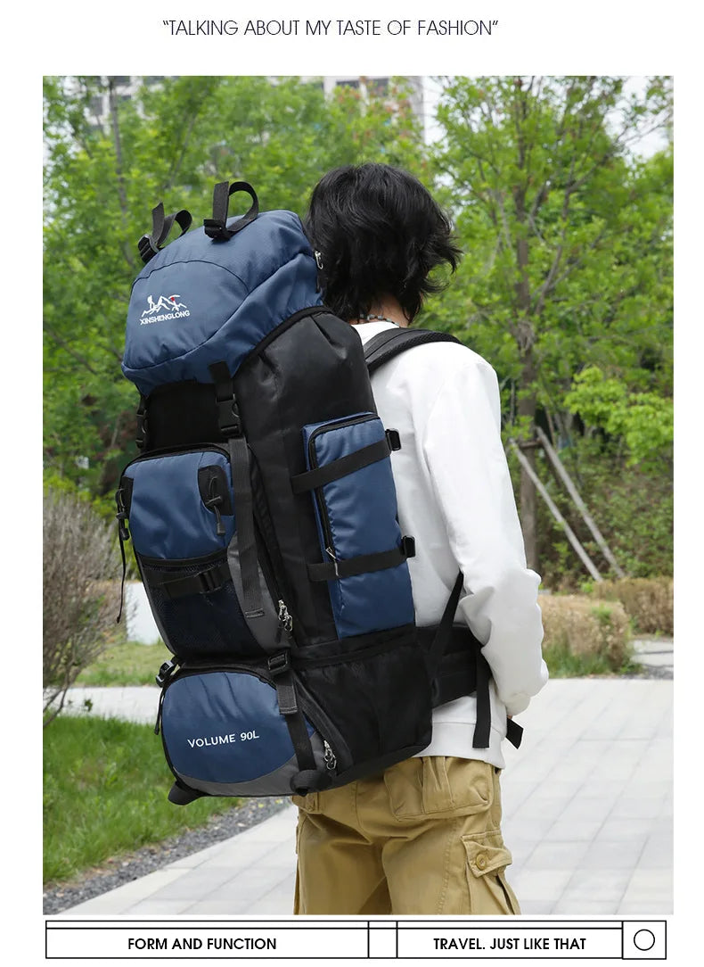 Oulylan 90-liter Camping Extra Large Large Capacity Traveling Luggage Bag with Water Splashing Prevention Backpack