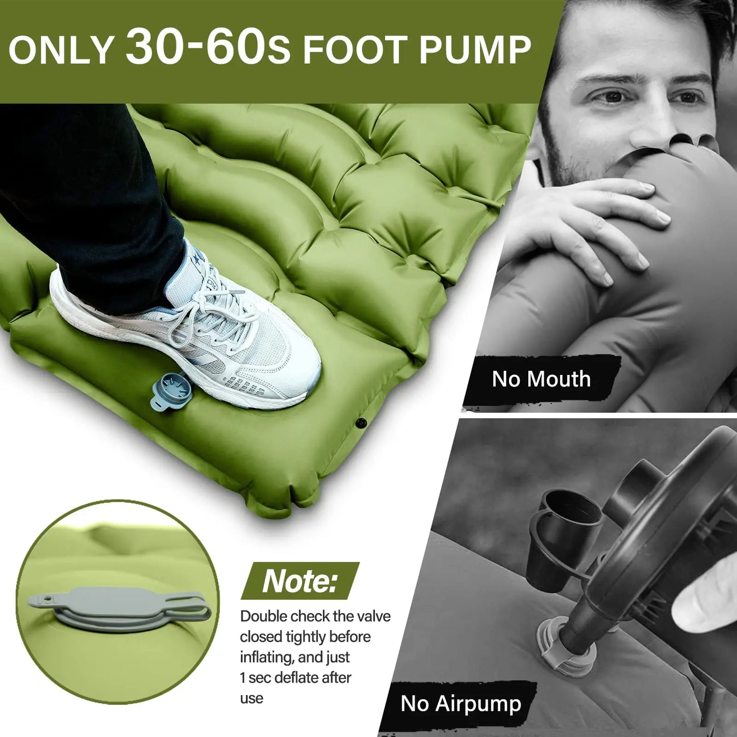 WESTTUNE Camping Sleeping Pad Ultralight Camping Mat with Pillow Built-in Foot Pump