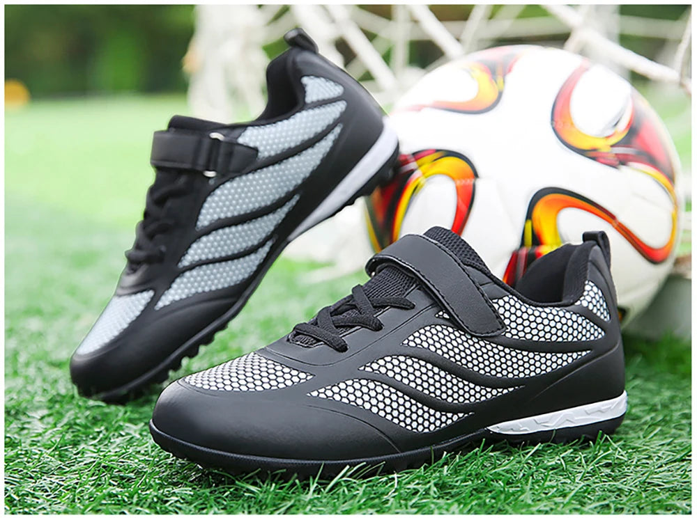 Size 28 29 Children Hook Loop Soccer Shoes  Artificial Grass Outdoor Competition Football Shoes