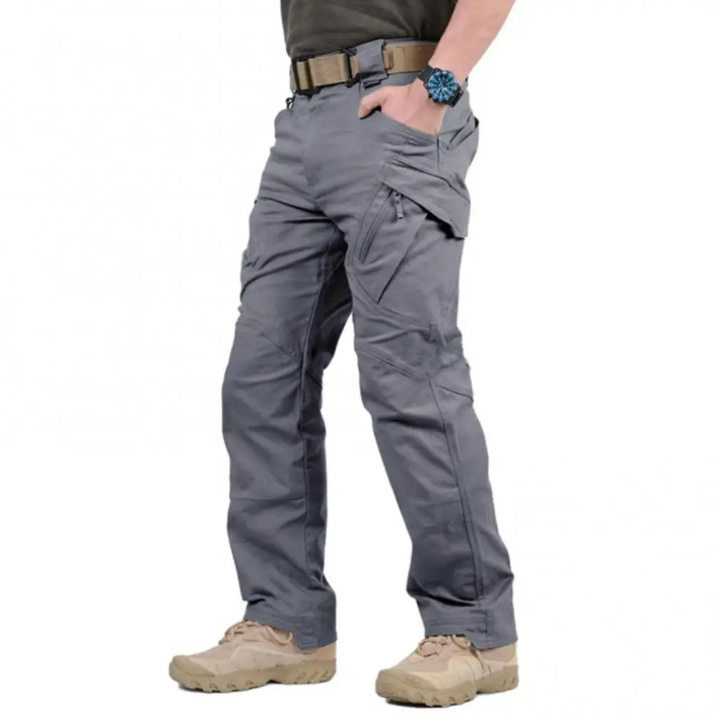 Mens Waterproof Cargo Pants Elastic Multiple Pocket Trousers Outdoor Hiking Pants