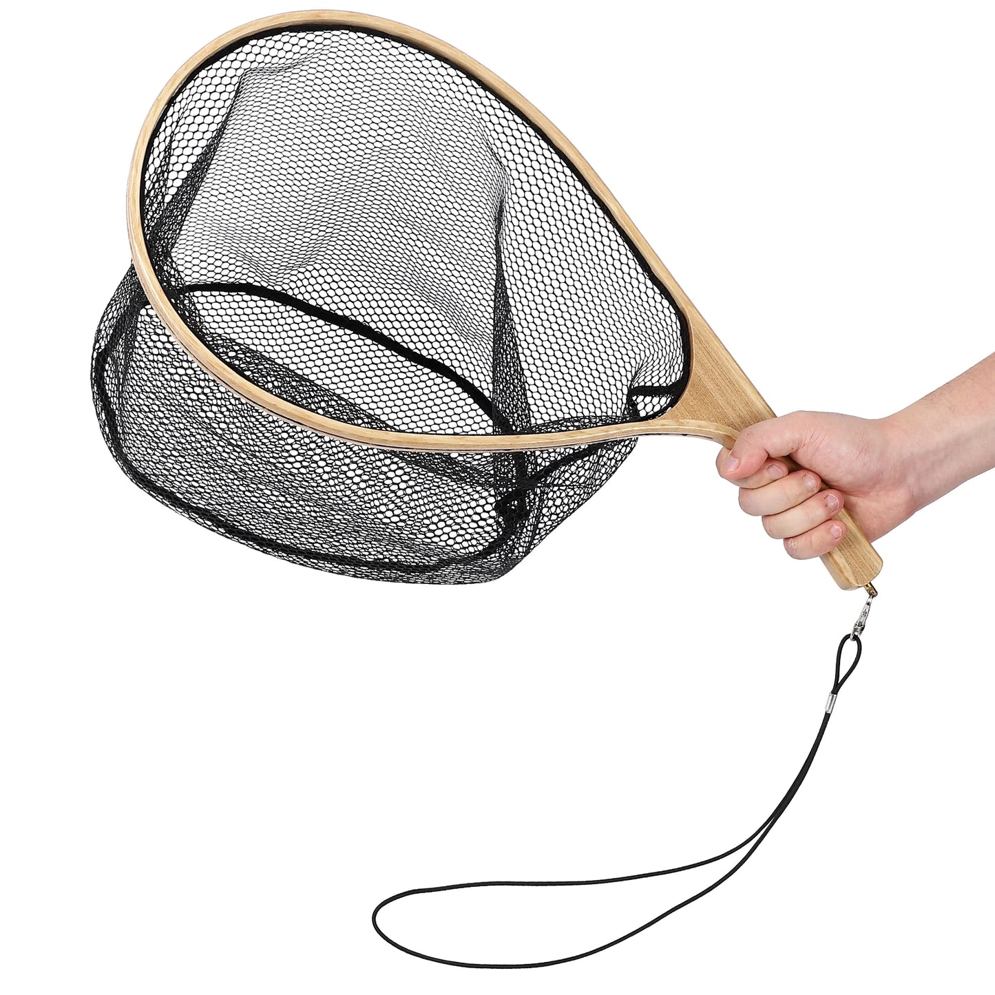 Fly Fishing Landing Net Curved Handle, Black Deep Net Freshwater Fishing Small Mesh