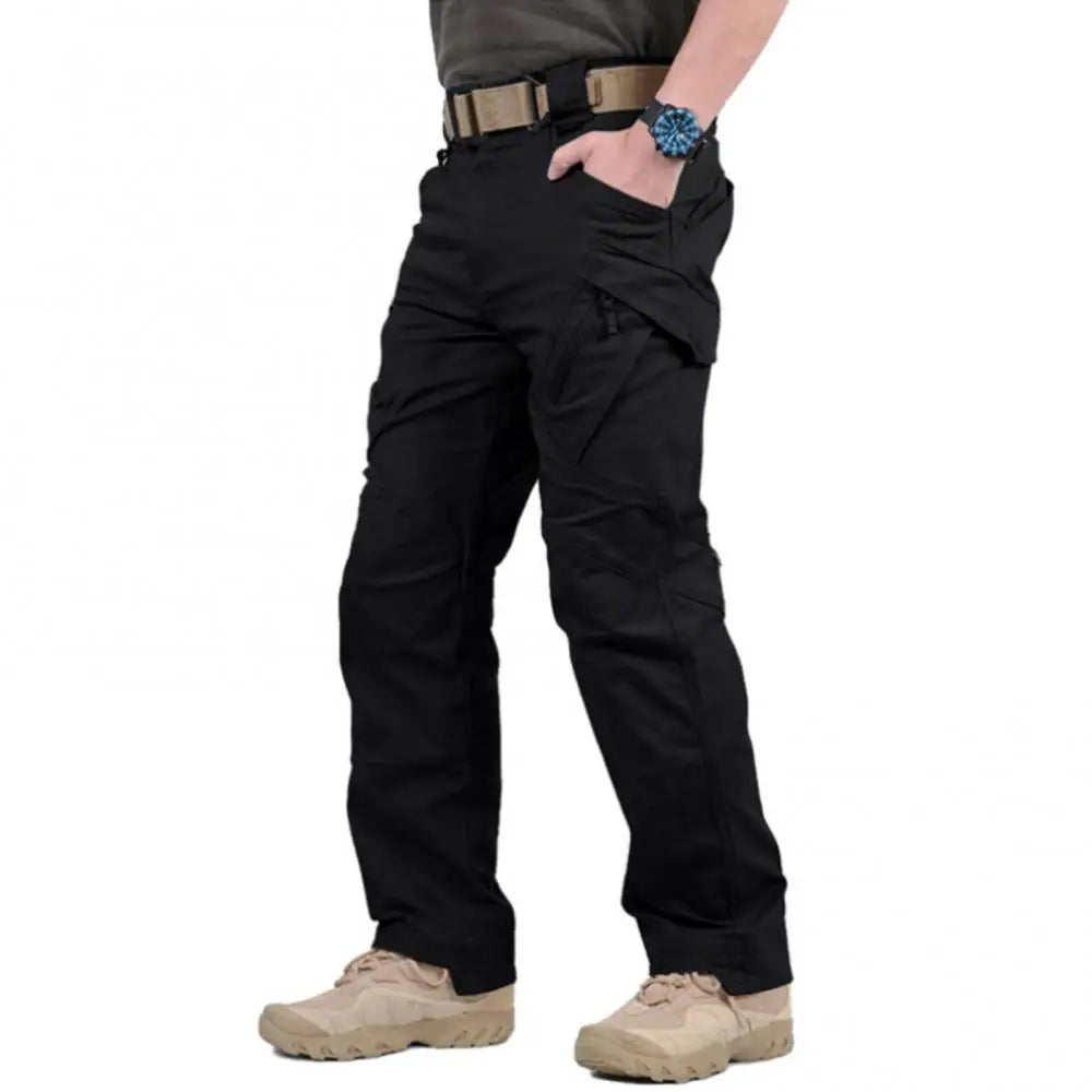 Mens Waterproof Cargo Pants Elastic Multiple Pocket Trousers Outdoor Hiking Pants