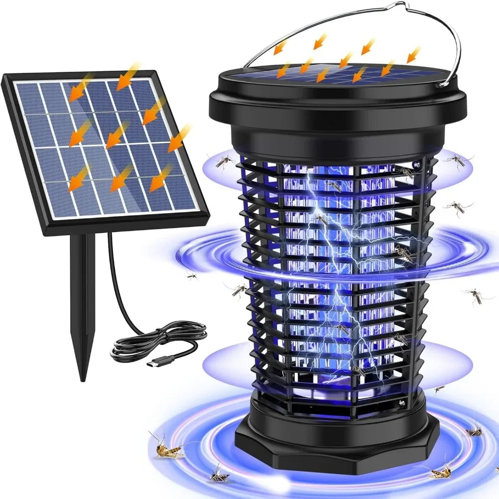 Solar Bug Zapper for Outdoor, USB Rechargeable Bug Zapper with 5.5W Solar Power, 4500V Mosquito Killer Lamp,Garden,Camping