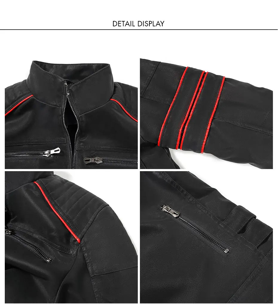 CARANFIER Mens Leahter Jacket Men Washed Retro Velour PU Jackets Male Motorcycle Biker Coat Autumn Winter Outerwear Dropshipping
