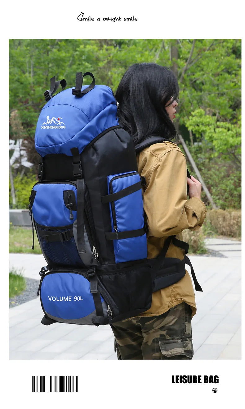 Oulylan 90-liter Camping Extra Large Large Capacity Traveling Luggage Bag with Water Splashing Prevention Backpack