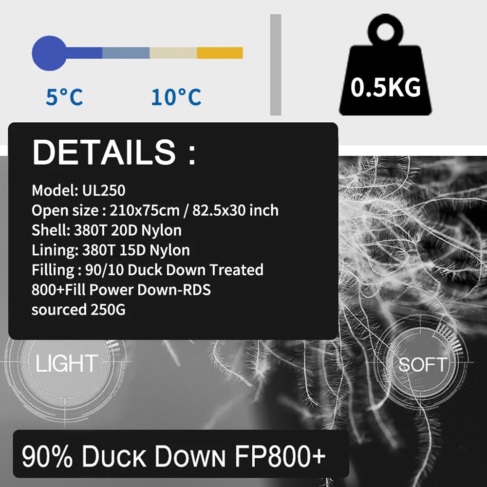 Kamperbox Ultralight Down Sleeping Bag Camping UL250