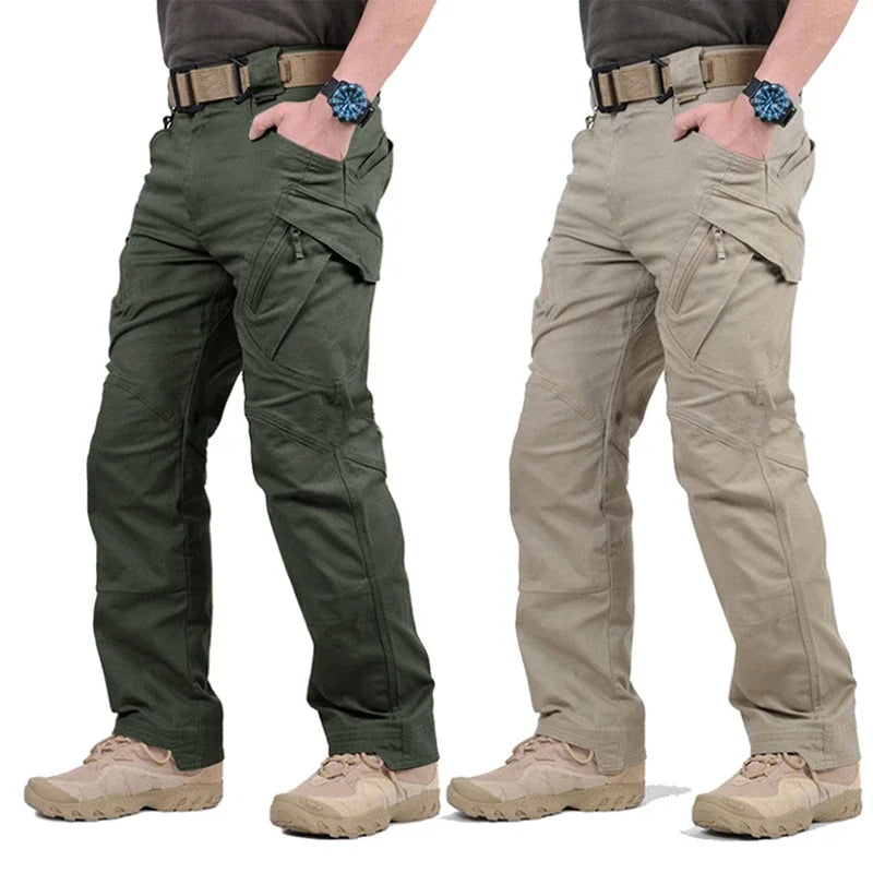 Mens Waterproof Cargo Pants Elastic Multiple Pocket Trousers Outdoor Hiking Pants