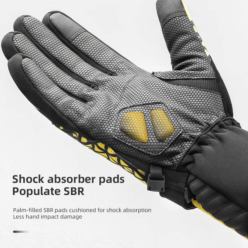 ROCKBROS Warm Cycling Gloves Touch Screen Windproof Men Women SBR Pad Shockproof