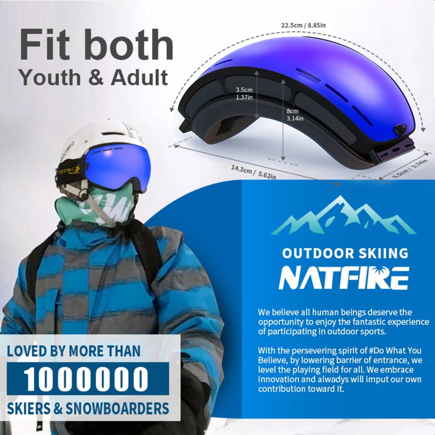 Ski Goggles Double Layers Anti-fog UV400