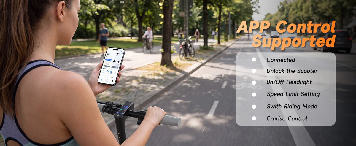 8.5'' Electric Scooter for Adults, Folding E Scooter with 350W Motor 19Mph Top Speed, Max 19-23 Miles Long Range Commuting Scooters with Dual Brakes System, APP Control