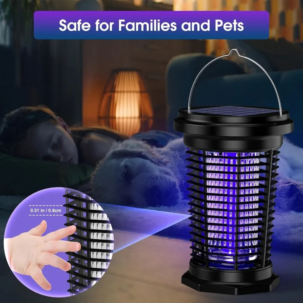 Solar Bug Zapper for Outdoor, USB Rechargeable Bug Zapper with 5.5W Solar Power, 4500V Mosquito Killer Lamp,Garden,Camping