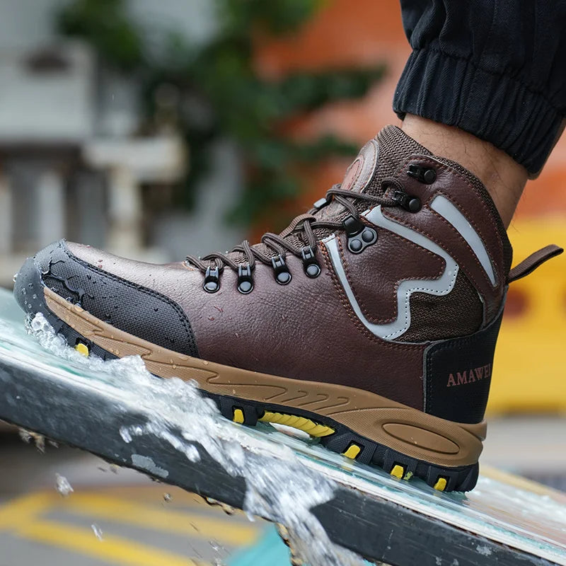 Widen Safety Boots Men Work Shoes Climbing Boots Steel Toe Anti-smash Anti-puncture Safety Shoes