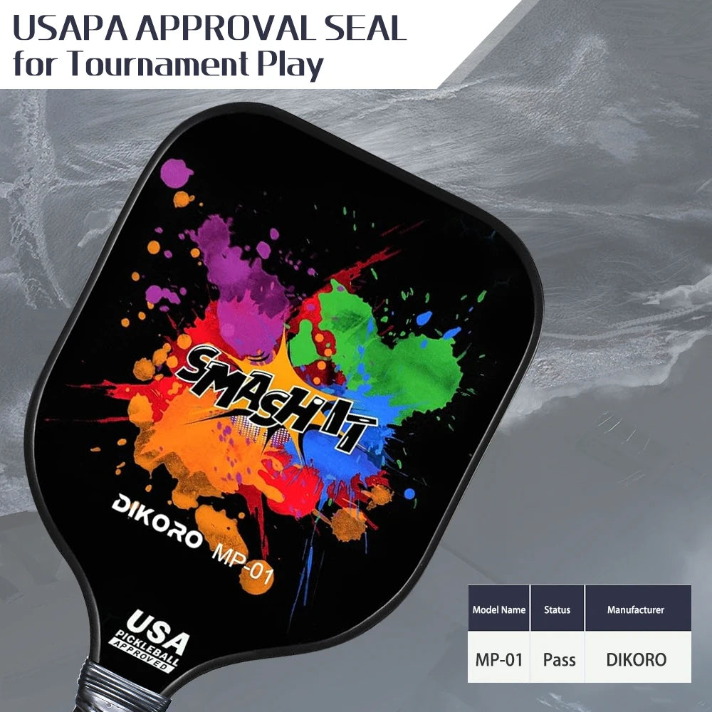 DIKORO Pickleball Paddle Graphite Textured Surface USAPA Compliant Includes 4 Balls Fiberglass Face