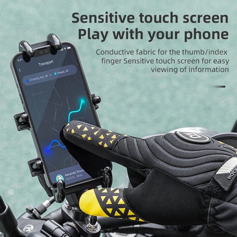 ROCKBROS Warm Cycling Gloves Touch Screen Windproof Men Women SBR Pad Shockproof