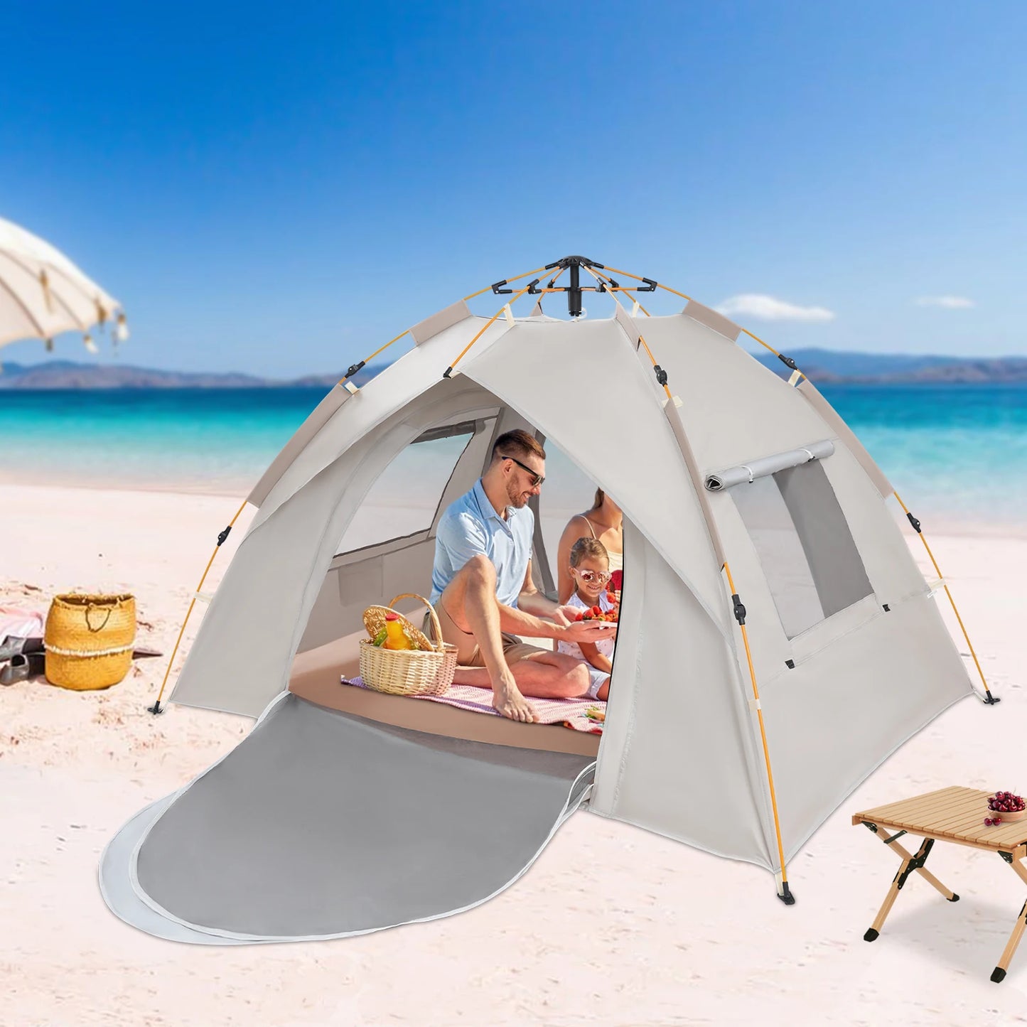 2-3 Person Outdoor Folding Tent Quick Automatic Opening Self-driving Wild Camping Tent Waterproof Sunscreen Portable Tent