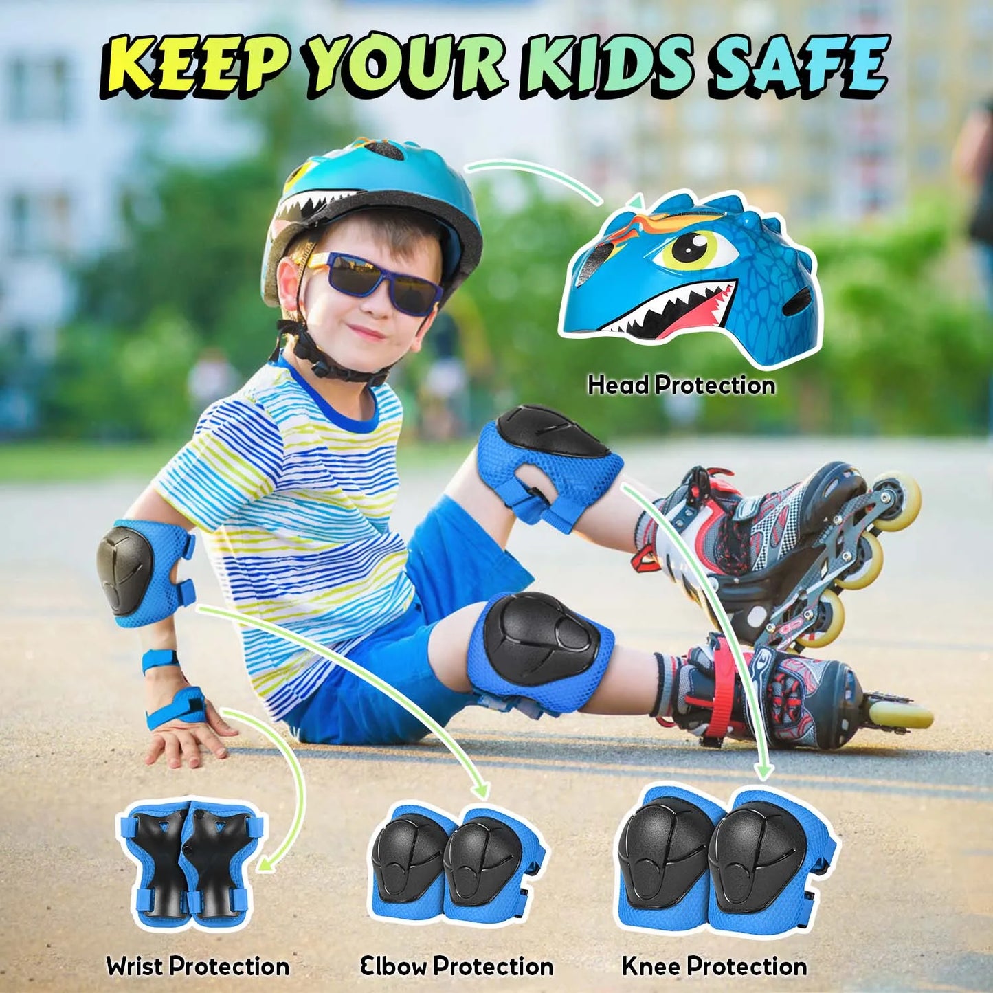 VICTGOAL Kids Bicycle Helmet Cycling Guard Knee Elbow Pads Protective