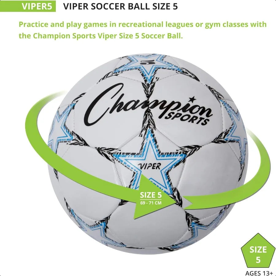 Champion Sports Viper Soccer Ball Synthetic Leather Youth  & Adult Sizes 3 4 5