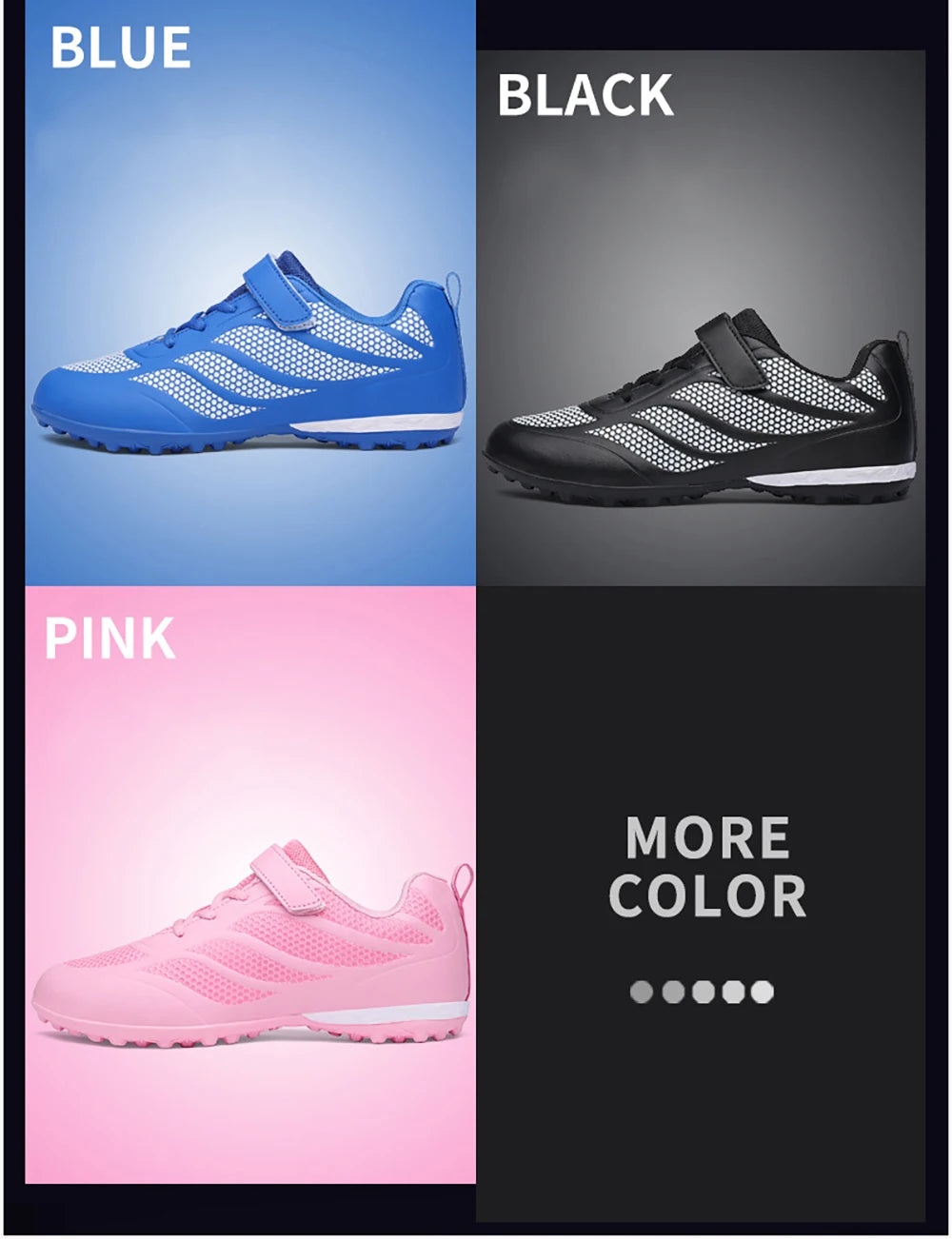 Size 28 29 Children Hook Loop Soccer Shoes  Artificial Grass Outdoor Competition Football Shoes