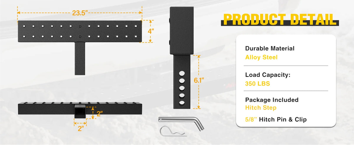 Nilight Hitch Step with 2" Hitch Receiver Rear Bumper Guard Protector 23.5 Inch with 5/8" Hitch Pin Clip Upgraded Textured Black Anti Slip Hitch Step Bar for Pickup Truck Car SUV