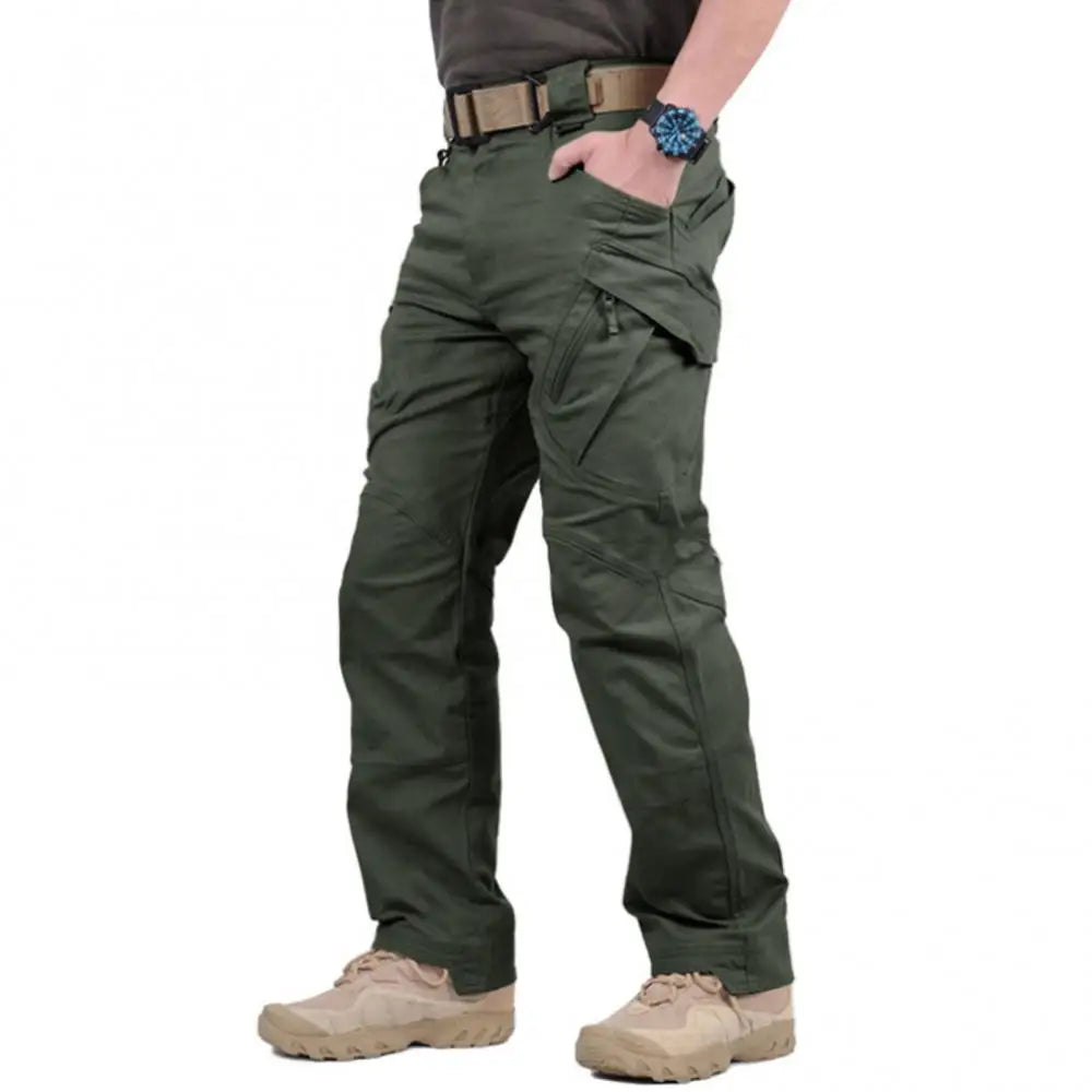 Mens Waterproof Cargo Pants Elastic Multiple Pocket Trousers Outdoor Hiking Pants