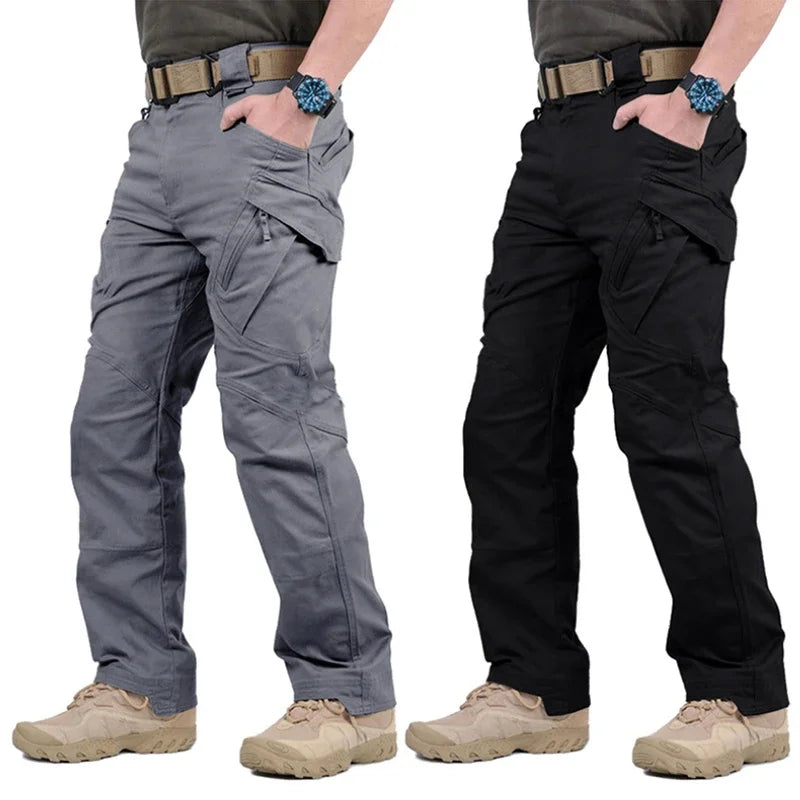Mens Waterproof Cargo Pants Elastic Multiple Pocket Trousers Outdoor Hiking Pants