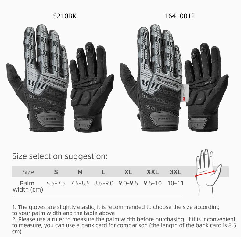 ROCKBROS Cycling Gloves Thickened Pad Shockproof Breathable GEL Warmer Full Finger