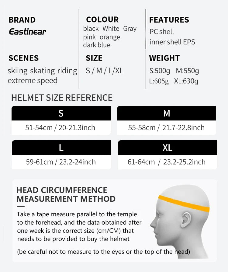 Eastinear's New Lightweight All-in-one Goggles Ski Helmet Men's and Women's Children's