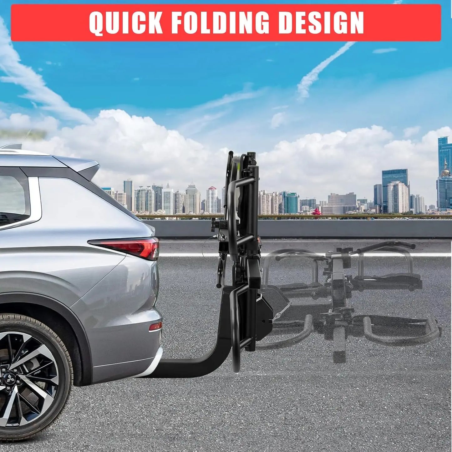 Bike Rack Tow Hitch Mount 2 Bike Heavy Duty Car Bicycle Racks for Trailer Hitch Car SUV Truck E Bike Rack with Straps