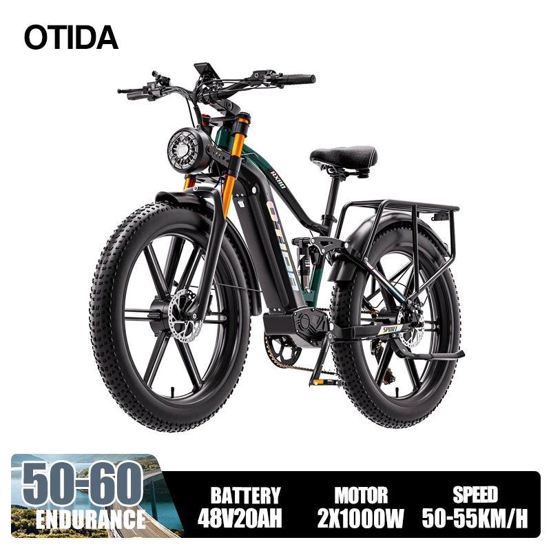 OTIDA NEW RX80 2000W 55KM/H Dual Motors Electric Bicycle 48V20AH Lithium Battery 26 Inch 4.0 Fatbike Electric Bike For Adults