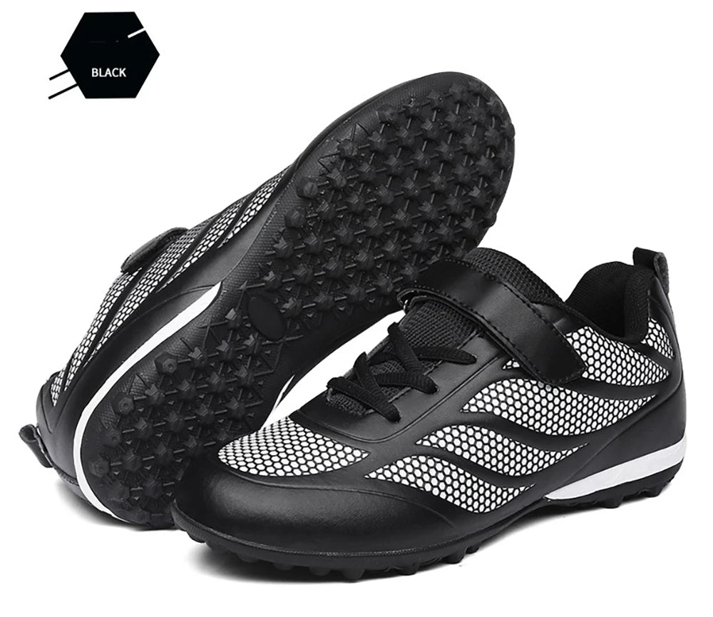 Size 28 29 Children Hook Loop Soccer Shoes  Artificial Grass Outdoor Competition Football Shoes