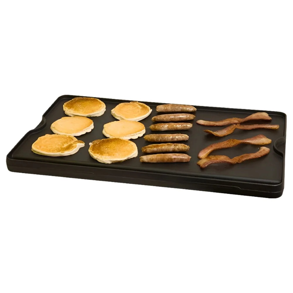 Reversible Preseasoned Cast Iron Grill Griddle Double Sided 24 Inch Cooking Surface Outdoor BBQ Breakfast Lunch Dinner
