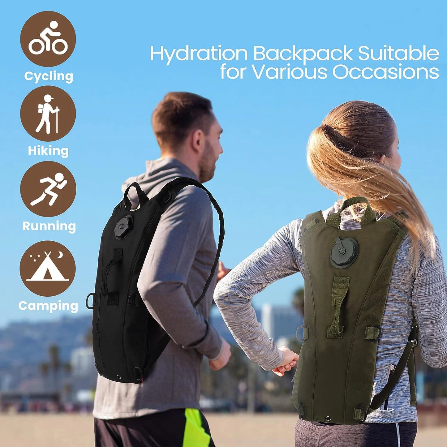 Sport Hydration Pack Backpack Water-proof Nylon Water Bag with 3 Liter Bladder