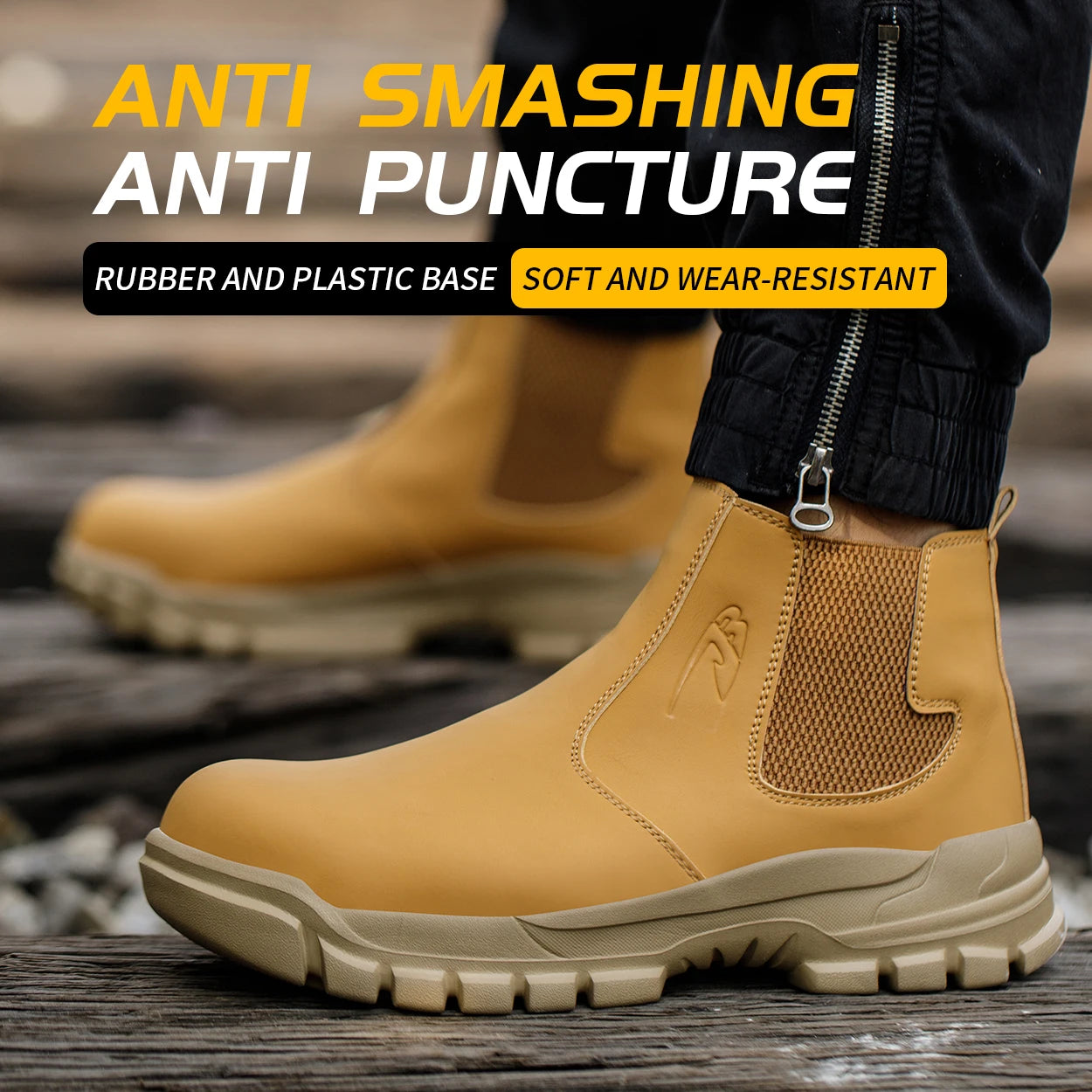 Waterproof Men's Safety Work Boots Steel Toe Shoes Anti Impact And Anti-Puncture Outdoor Adventure Hiking