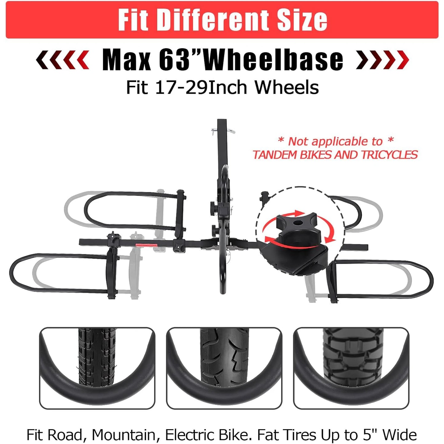 Bike Rack Tow Hitch Mount 2 Bike Heavy Duty Car Bicycle Racks for Trailer Hitch Car SUV Truck E Bike Rack with Straps