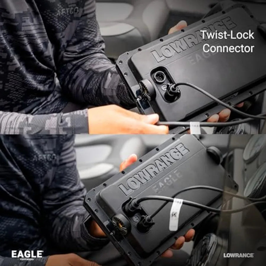 Eagle Fish Finders with IPS Screen for marine navigation, durable ABS plastic housing, black color, high-contrast sunlight-read