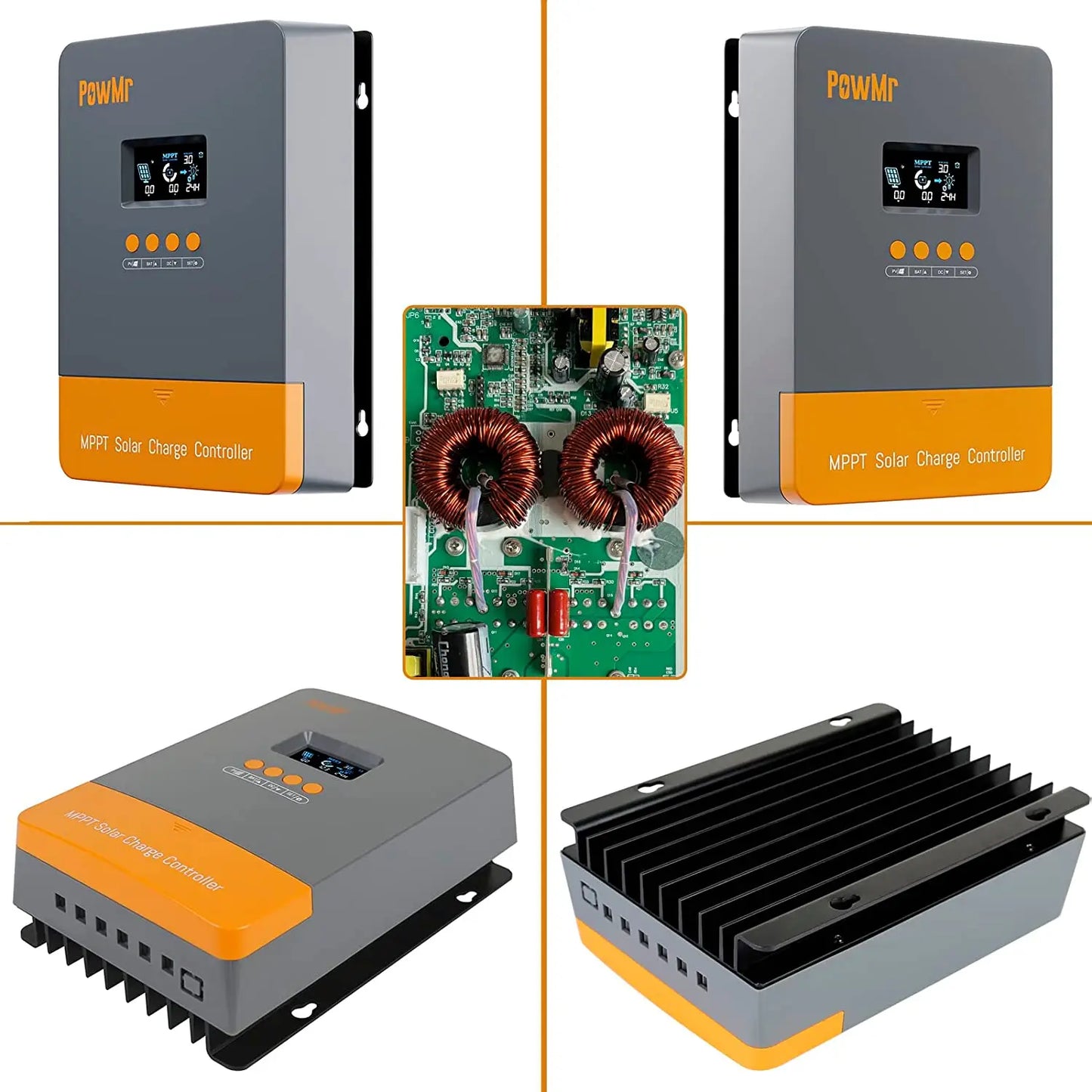 PowMr MPPT Solar Charge Controller 60A 12V/24V/36V/48V Auto LCD Display Solar Panel Regulator for Lithium Battery & Connector