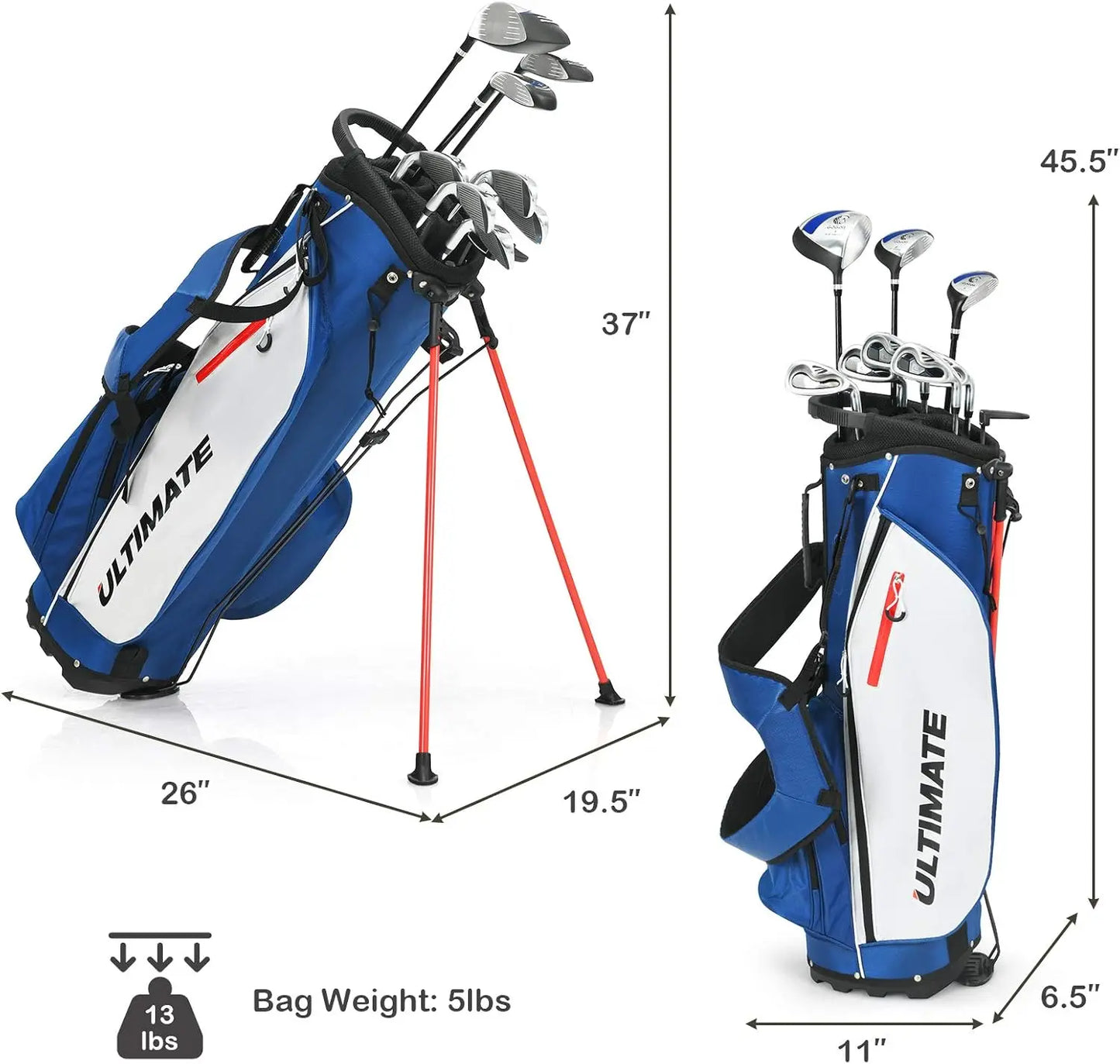 9/10 Pieces Men's Complete Golf Clubs Set Right Hand, Includes 460cc Alloy #1 Driver & #3 Fairway Wood & #4 Hybrid