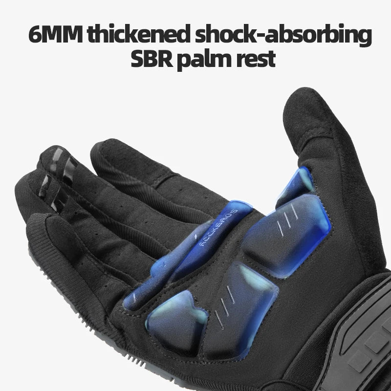 ROCKBROS Cycling Gloves Thickened Pad Shockproof Breathable GEL Warmer Full Finger