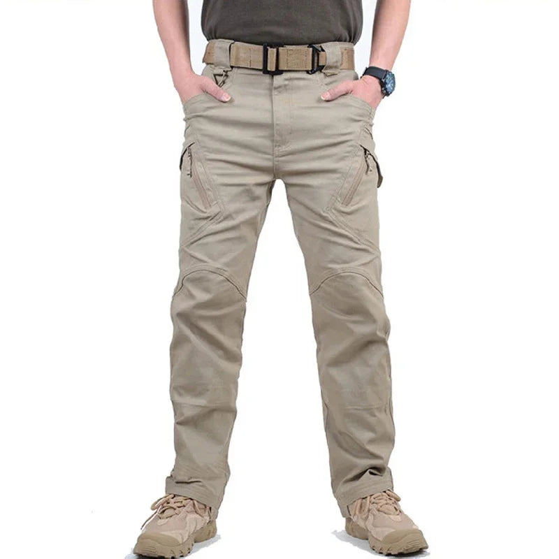 Mens Waterproof Cargo Pants Elastic Multiple Pocket Trousers Outdoor Hiking Pants
