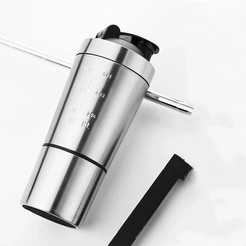 Stainless Steel Cup Vacuum Mixer Outdoor Drink Kettle Detachable Double Layer Shaker Water Bottle