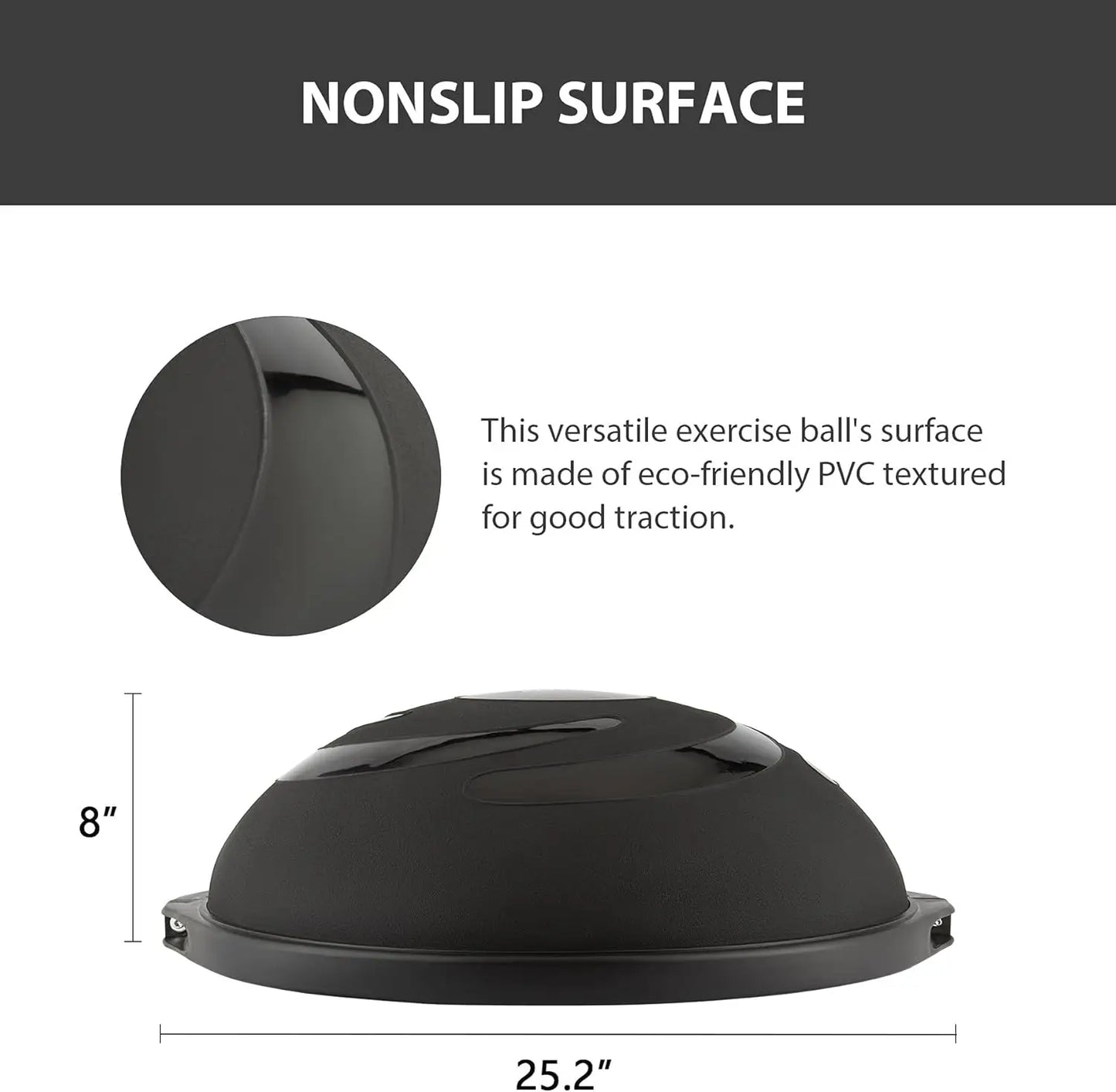 25in. Balance Ball | 1500lb Inflatable Exercise Ball Wobble Board Balance Trainer w Nonslip Base