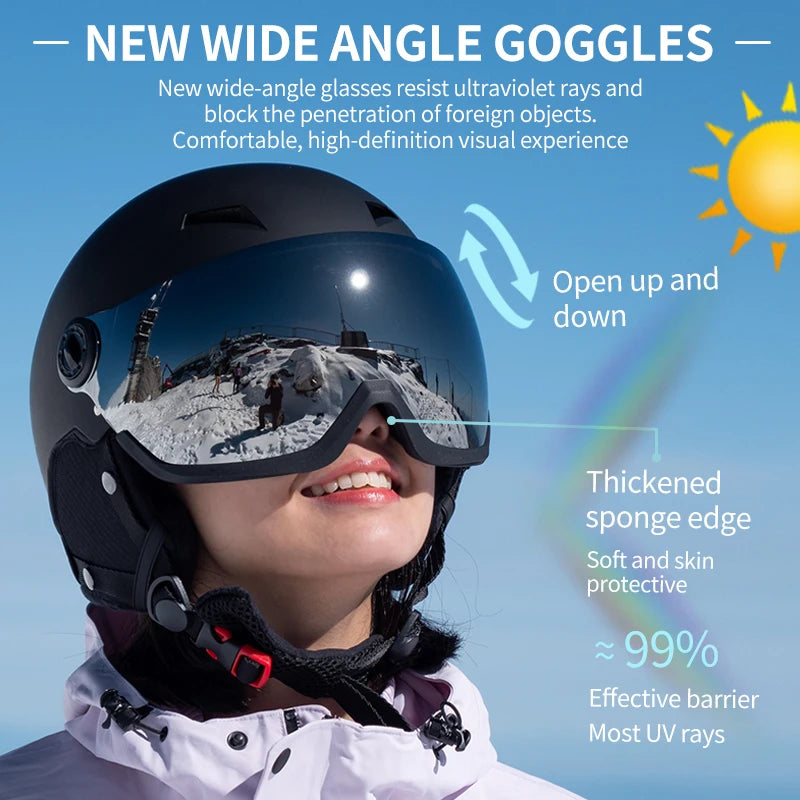 Eastinear's New Lightweight All-in-one Goggles Ski Helmet Men's and Women's Children's