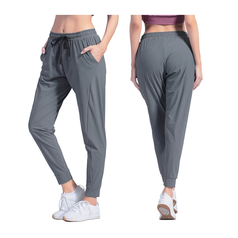 Female Sportswear Trousers Nylon Quick Dry Running Pants Causal Breathable Drawstring Pocket