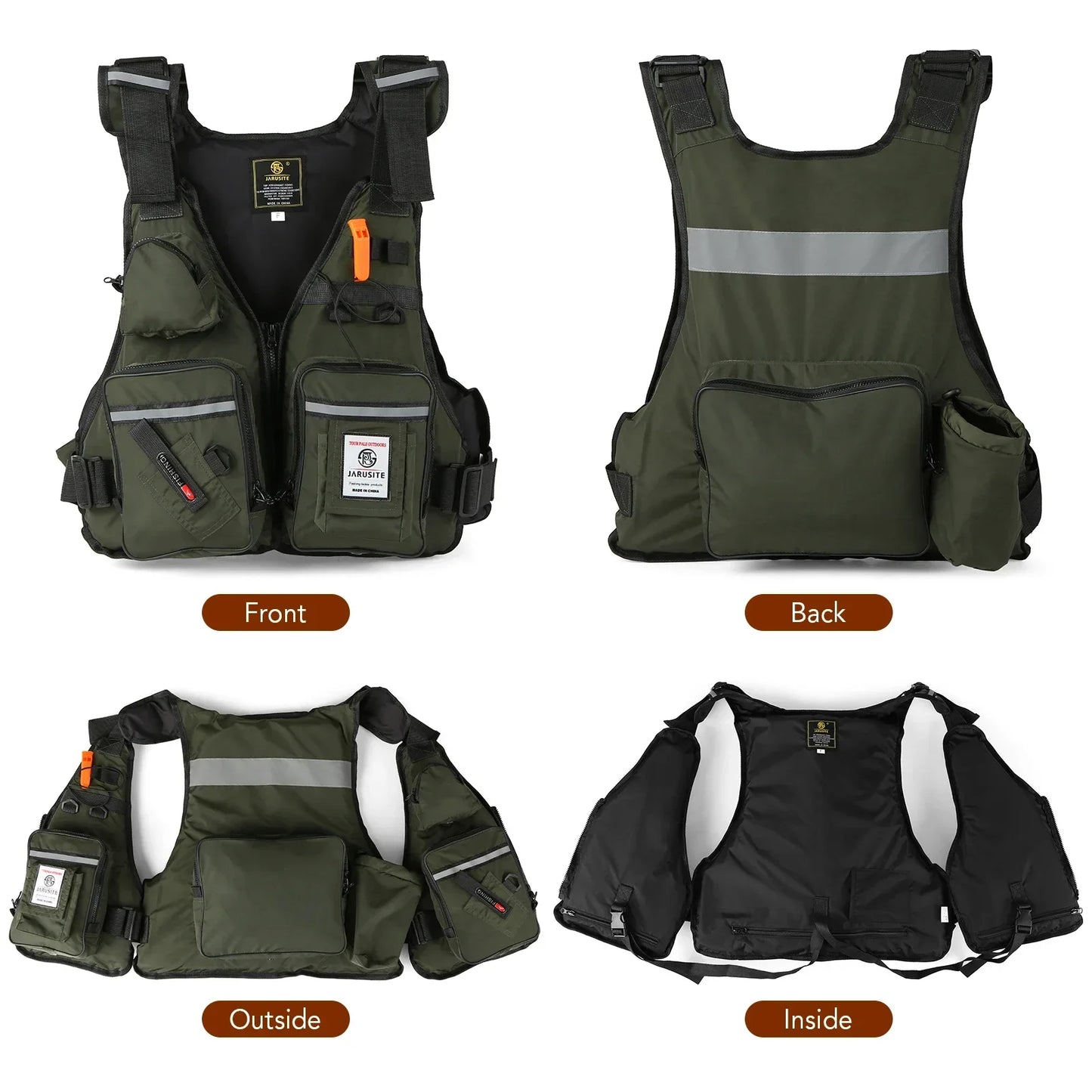 Men Professional Life Jacket Buoyancy Suit Portable Fishing Vests Multi-Pockets Waterproof