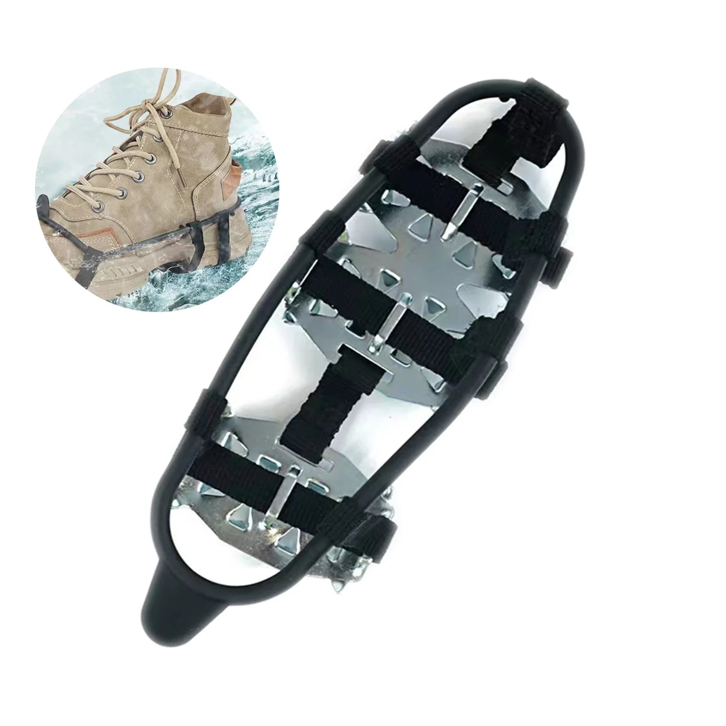 24 Teeth Silicone Steel Crampons Snow Grips for Hiking Mountaineering Outdoor Ice Traction Shoes Easy On Off
