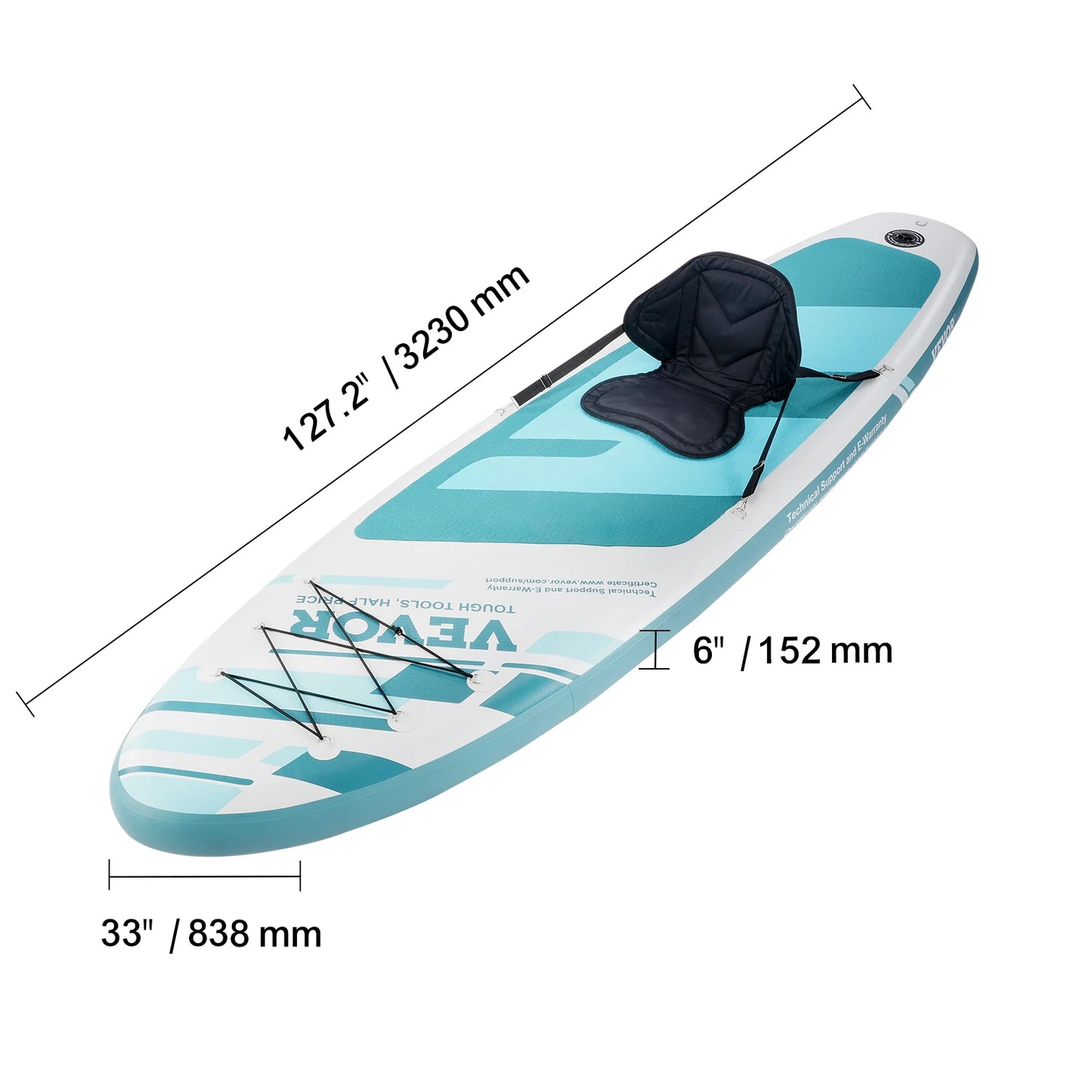 VEVOR Inflatable Stand Up Paddle Board 10' x 33" x 6" /10.6' x 33" x 6" Wide SUP Paddleboard with Removable Kayak Seat Paddle